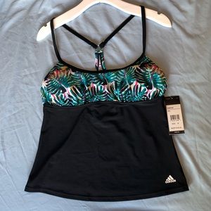 BNWT Adidas Painted Palms Black Tankini Medium